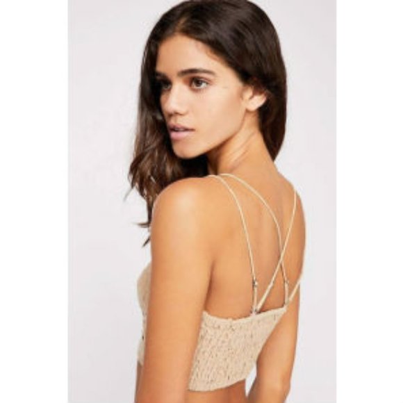 Free People Cream Color Flocked Adella Bralette Medium M - Picture 3 of 3